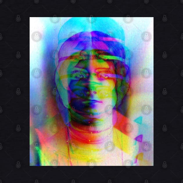 Dramabite Glitch art colourful rainbow woman portrait by dramabite